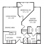 Two Bedroom - One Bath 884 sq. ft.