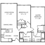 Two Bedroom - Two Bath 960 sq. ft.