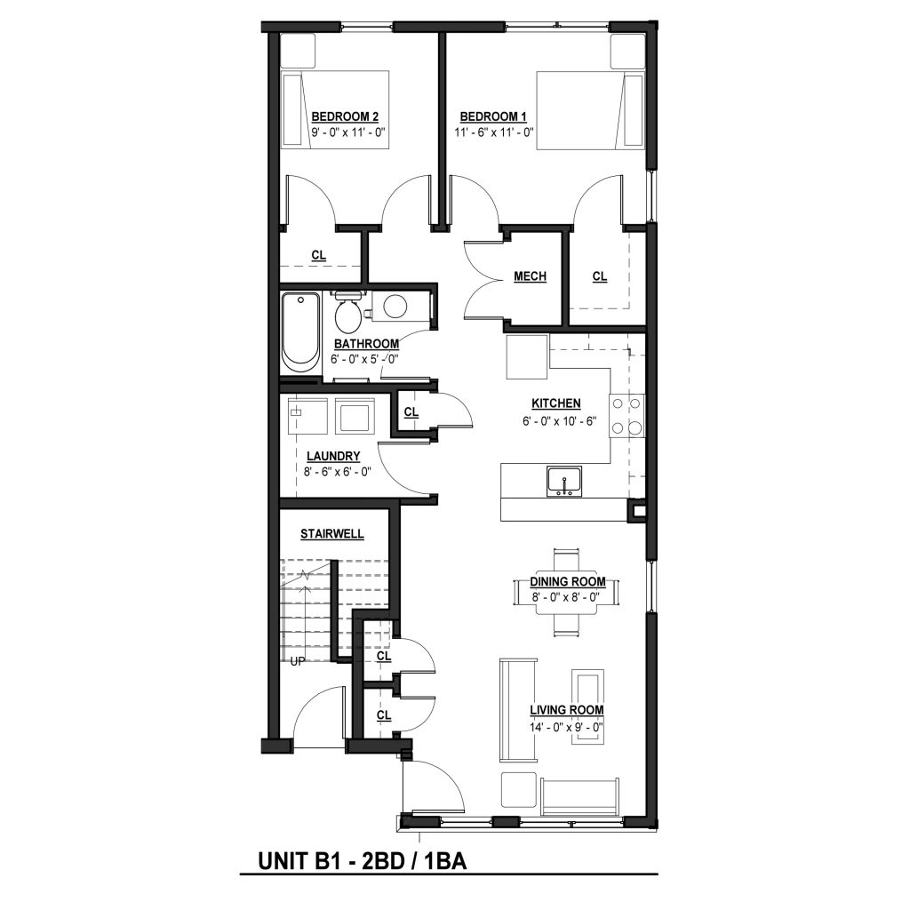 B1 2BR 1BA 849 Sq Ft Taneytown Crossing